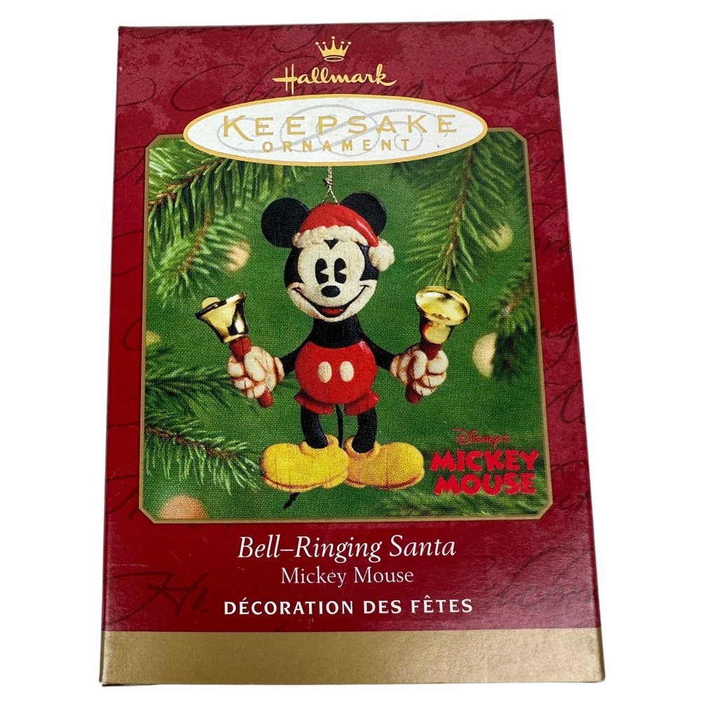 Hallmark Keepsake 2001 Bell-Ringing Santa Mickey Mouse Pull String Ornament